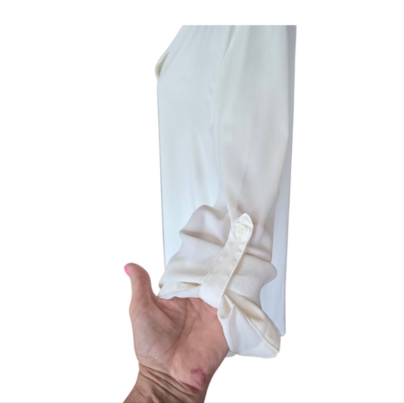 Chico's Ivory Roll Tab Long Sleeve Semi Sheer Tunic Blouse XL - Picture 5 of 8